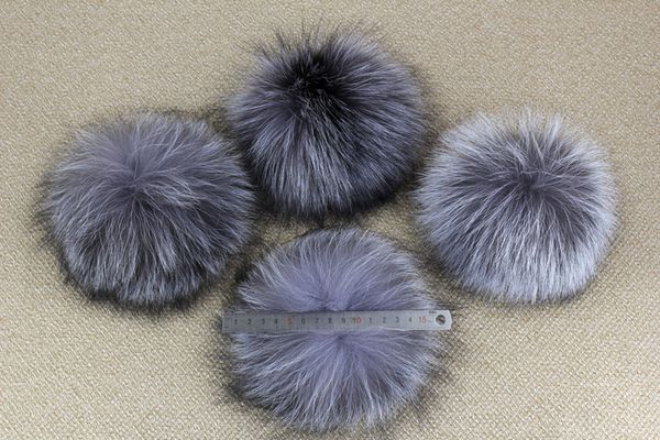 

genuine natural silver fur pompom super 13cm fashion hat accessory ball