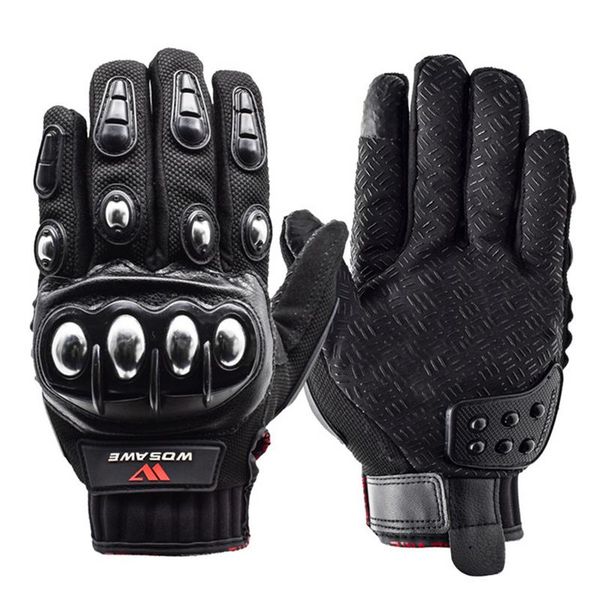 

1 pair motorcycle ridding metal gloves full finger gloves motorcross riding warm windproof gloves, Black