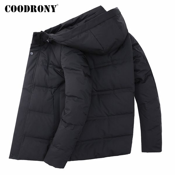 

coodrony brand duck down jacket men fashion casual hooded coat men clothes 2019 winter thick warm jackets outerwear coats 98033, Black