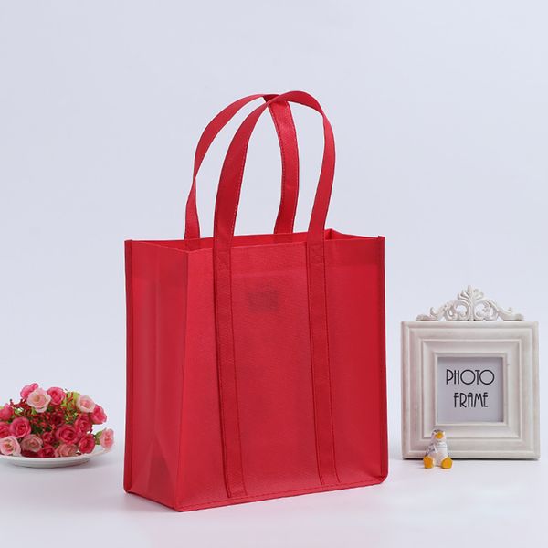 

with handle handbag fashion shopping bag foldable reusable storage practical lightweight solid color non woven fabric grocery