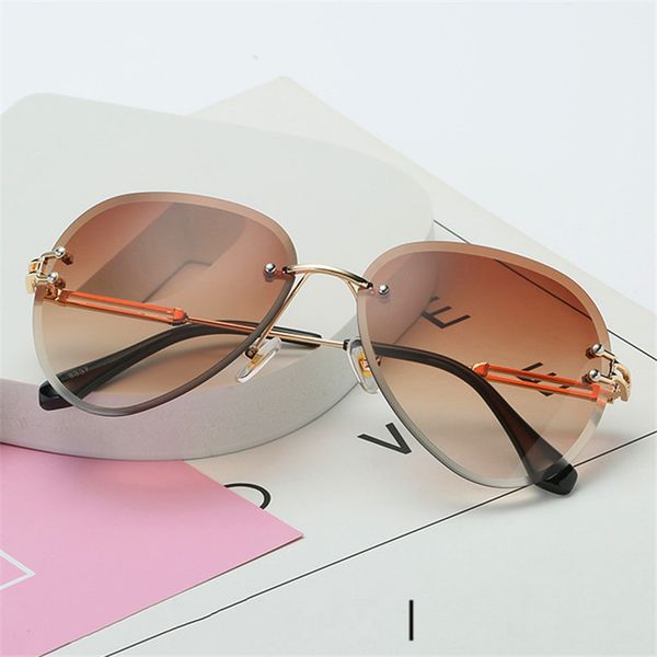 

rimless sunglasses women brand designer sun glasses gradient shades cutting lens ladies frameless metal eyeglasses uv400, White;black