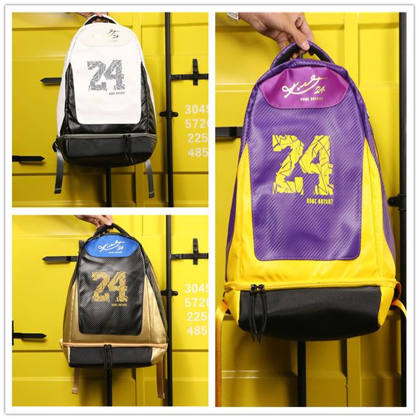 

24 purple gold dynasty signature basketball backpack men women multifunctional backpack large capacity training travel bags school bag