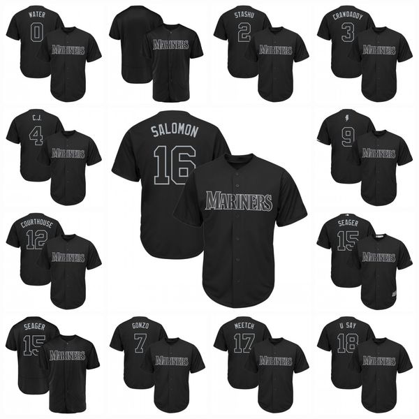 

16 Domingo Santana Seattle 2019 Players Weekend Mariners Kyle Seager Seager Tom Murphy STASHUJ.P. Crawford CRAWDADDY Broxton Jersey