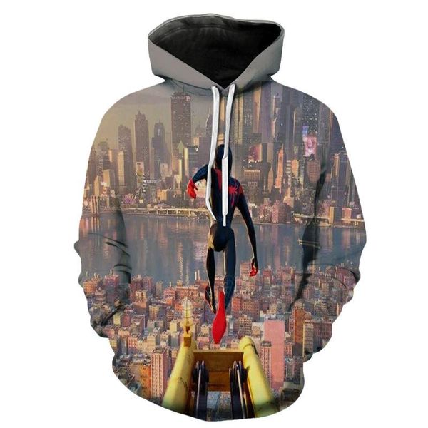 

mens hoodies spring fashion hero cartoon mens loose casual sweatshirts spider 3d print, Black