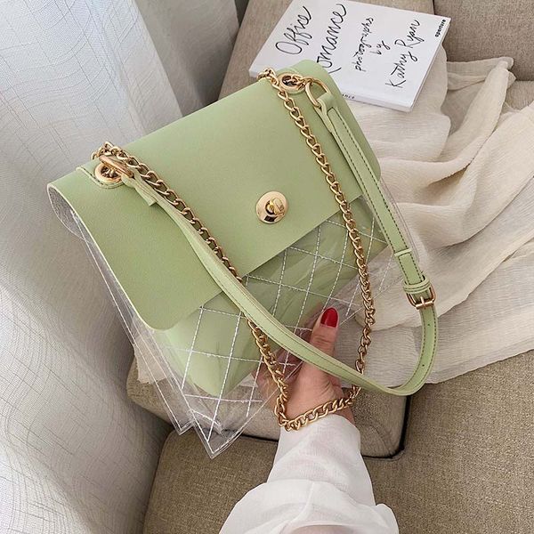 

ladies summer beach bag whirling lock design composite bag transparent crossbody shoulder fashion handbags for women 2020