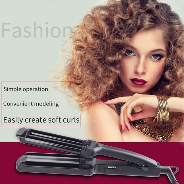 

fast heating 3 barrel mini portable 7.5mm hair curler ceramic wave curling iron curling wand mini hair roll tong styling tools