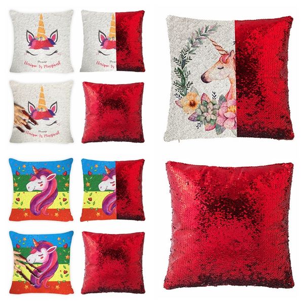 

zengia unicorn mermaid sequin cushion cover magical shining pillow case color changing reversible pillow cover with sequins