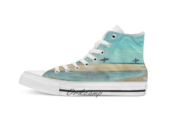 

surfers at lagoon 1 custom casual high lace-up canvas shoes sneakers drop shipping