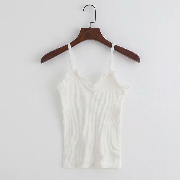 

woah 2019 qq18-750 european and american fashion falbala condole top, White