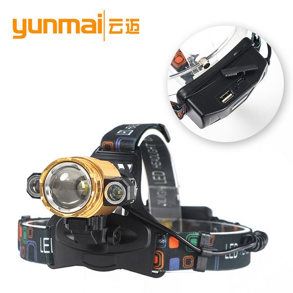 

new pattern 3led t6 light usb charge headlights night fishing hunting 180Â° rotating holder lamp