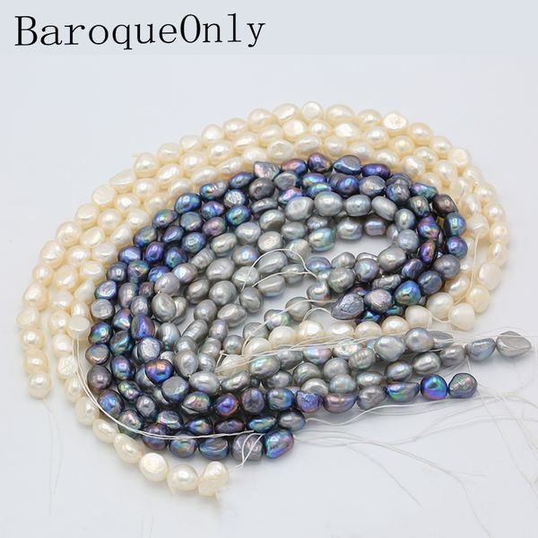 

baroqueonly nuclear edison pearl string 36cm no clasp 10-11mm white/blue/grey real freshwater pearl choker necklace diy making, Silver