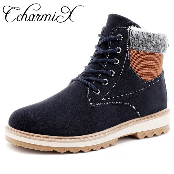 

ccharmix mens boots suede mens winter boots fashion snow warm male footweaer, Black
