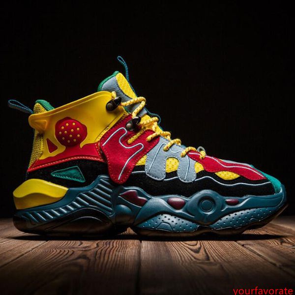 

men running shoes red orange split multicolor graffiti all-match fashionnew men trainer breathable outdoor sport sneaker ing