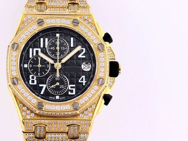 

men's vk multi-function timing watch, 42mm diamond watch 316 fine steel case, multi-function hardcover watch, men's business watch, Slivery;brown