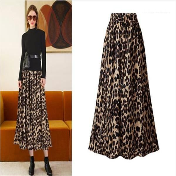 

designer skirt leopard print high waist skirts ladies evening party pleated fashion female clothes womens, Black