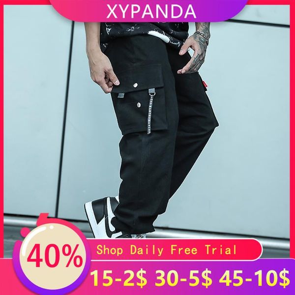 

men's pants xypanda street trend hip-hop function dark series overalls casual feet loose beam cargo, Black