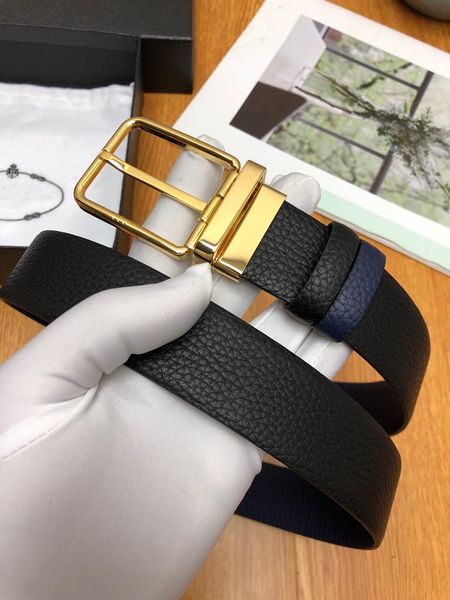 

NEW Style Vintage Gold And Silver Pin Buckle Series Business Casual Fashion Leather Belts Man Designer Belts Blue Black + Original Box
