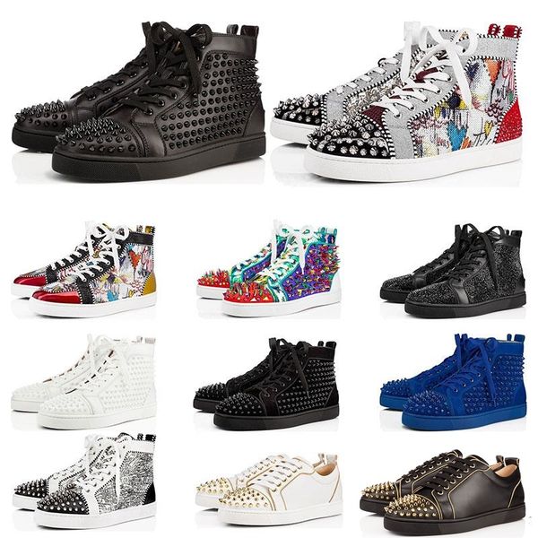 

new shoes studded spikes fashion red suede leather men women flat bottoms party lovers sneakers size 36-46, Black