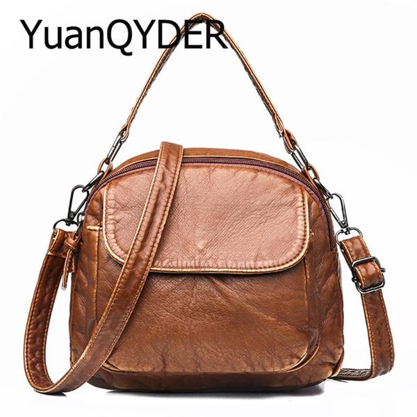 

women leather messenger bag handbags female vintage crossbody bags for women flap shoulder bags