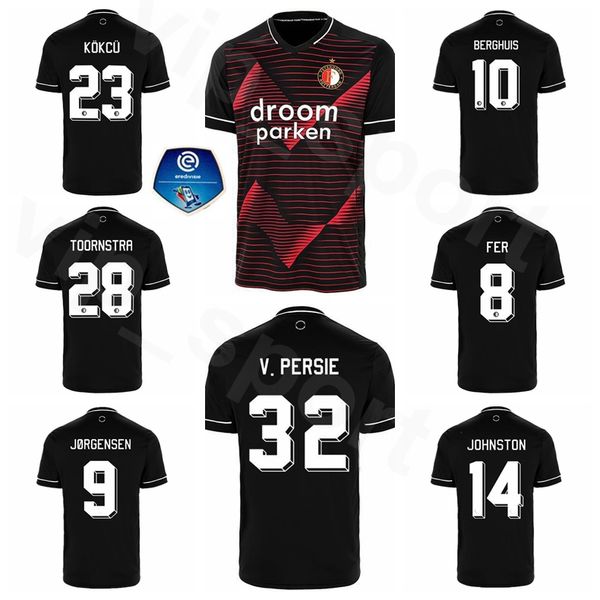 

20 21 soccer feyenoord 23 kokcu jersey 32 persie 9 jorgensen 14 johnston 19 bozenik 10 vilhena 8 clasie malacia football shirt kits, Black;yellow