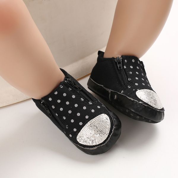 

Brand New Baby Shoes Toddler Baby Boy Girl Crib Cotton Soft Sole Sneakers Anti-slip Prewalkers Pram Zipper Print Free shipping