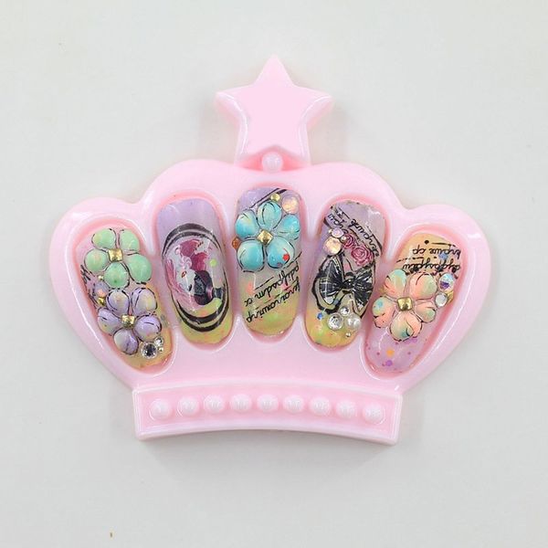 

4 colors crown shape nail art display holder professional salon nail gel polish colors display art showing board tools