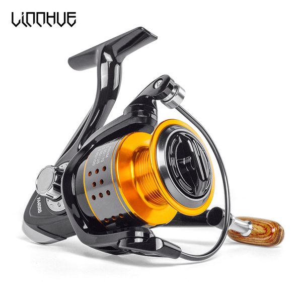 

linnhue fishing reel fa1000-6000 no gap metal spool max drag 8kg pike spinning reel high speed 5.2:1 fishing gear pesca