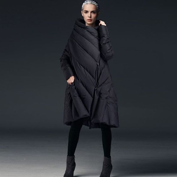 

jojx parka women 2018 new women's jacket winter v-collar long sleeve loose plus size irregular long winter coat women jacket y190926, Black;white