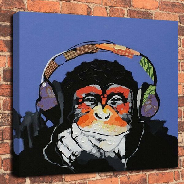 

music monkey high quaity handpainted & hd printed on canvas art wall home decor animals oil painting
