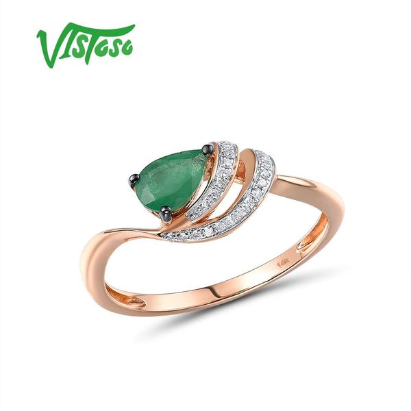 

vistoso золотые кольца для женщин подлинная 14 k 585 розовое золото кольцо магия изумруд сверкающий бриллиант обручальное юбилей ювелирные и, Golden;silver