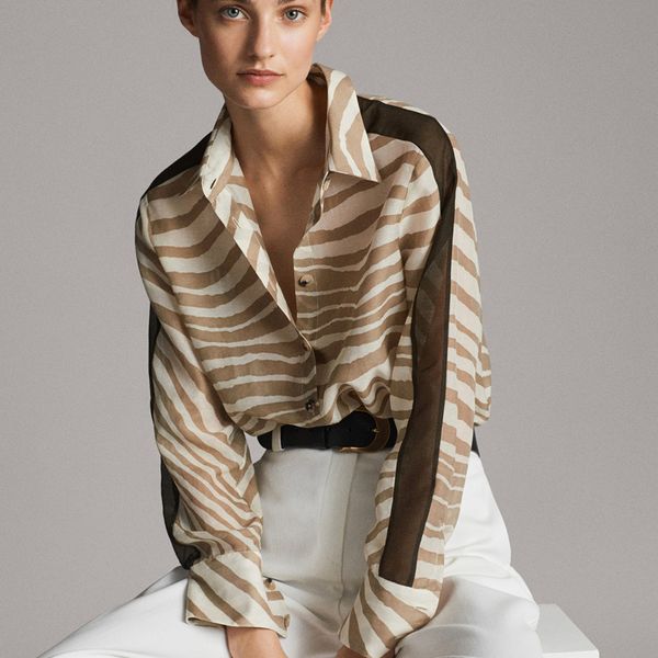 

fandy lokar striped blouses women fashion cotton silk shirts women elegant turn down collar zebra pattern female ladies hp, White