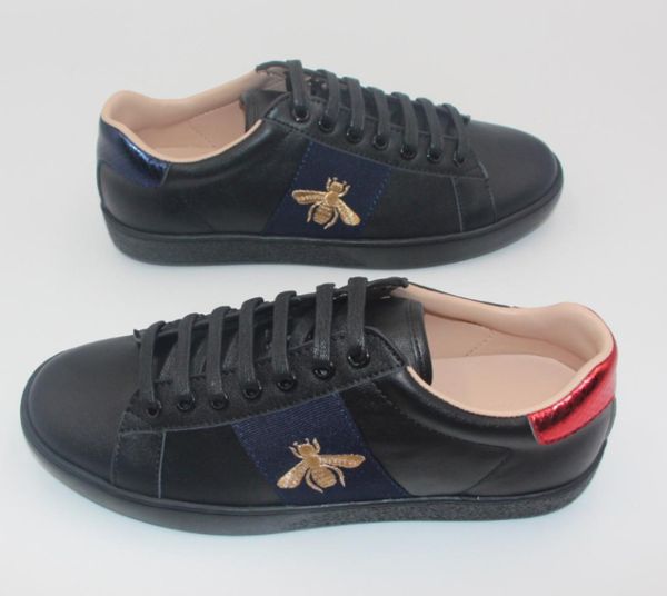 

classic ace bee spring and autumn men and women fashion small white shoes casual shoes man woman sneakers, Black
