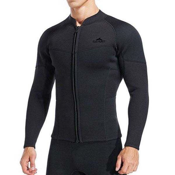 

3mm scuba diving suits breathable swimsuit mens rashguard jacket front zip wetsuit shirt warm water sport snorkeling surfing
