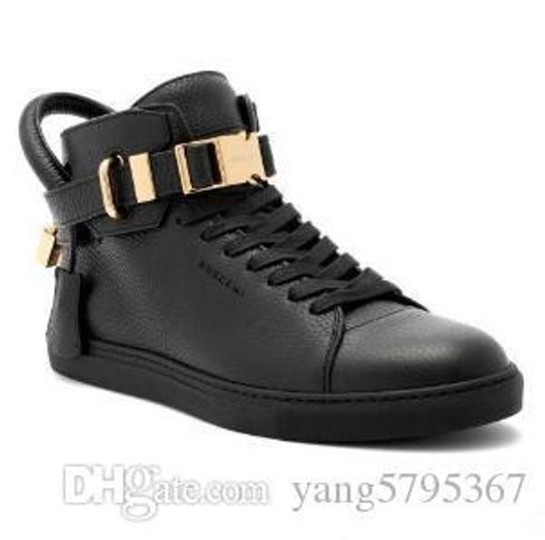 

2019 3new men's fashion locks shoes flats brand genuine leather arena sports sneakers luxury high r casual snekers size 38-46, Black