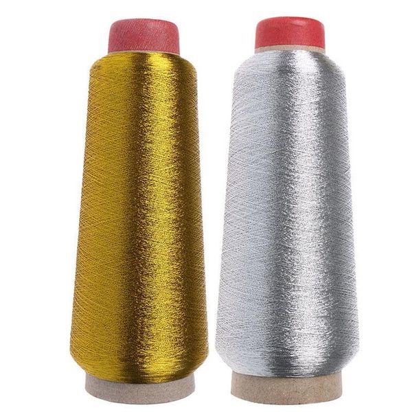 

34) 150d sewing machine cone threads polyester overlocking all purpose golden silver color sewing thread, Black;white