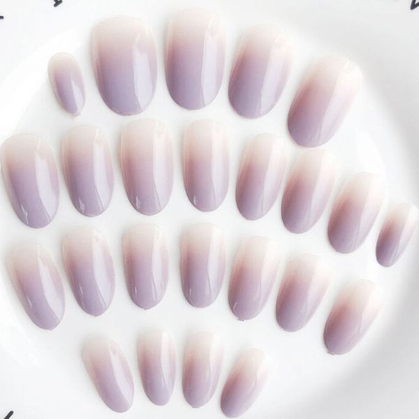 

24pcs gradient purple false nails wedding acrylic uv gel full fake nails art, Red;gold