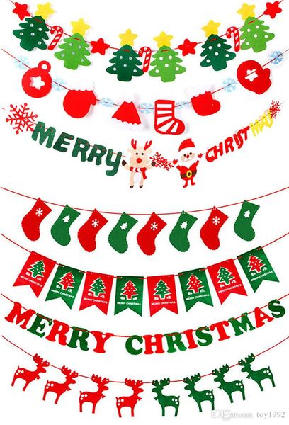 

christmas felt christmas tree decoration non-woven letters pull flag christmas gift decoration party toy gift