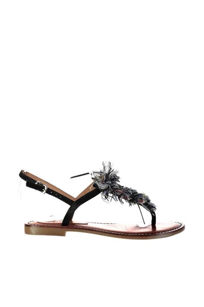 

pearl genuine leather black women 's sandals 120130008188