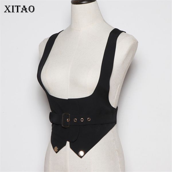 

xitao модные и все вокруг персонализированный танки мода новые женщин без рукавов без бретелек малый свежее вскользь танки dmy5100, White