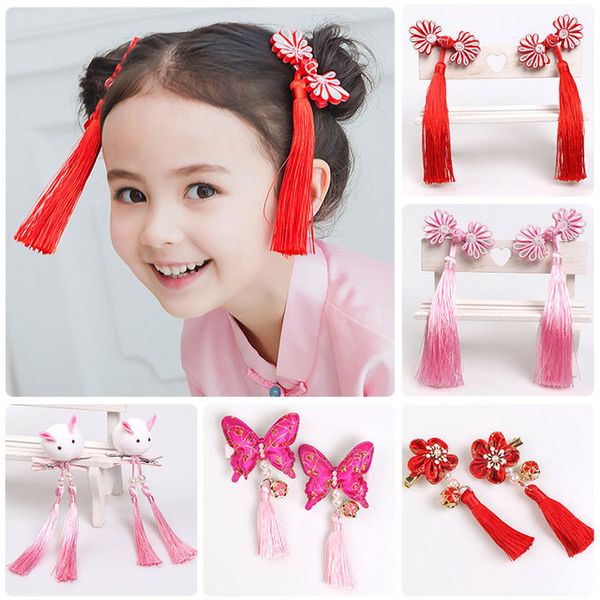 Chinese Style Tassel Barrettes Fashion Kids Hair Accessories For