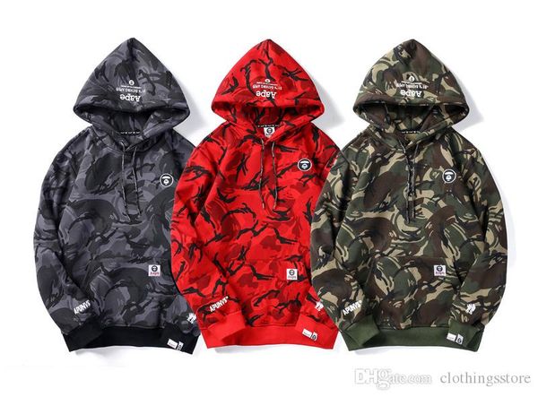 

classic tide brand sweater mens designer hoodie camouflage hooded plus velvet sweater fashion ape man hoodie wild sweatshirt, White;black