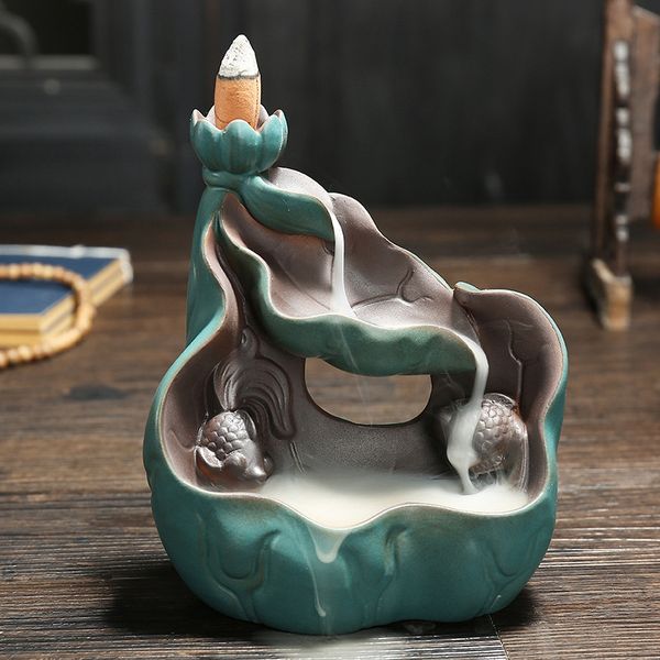 

ceramic censer backflow incense burner lotus reflux tower cones burner incense holder