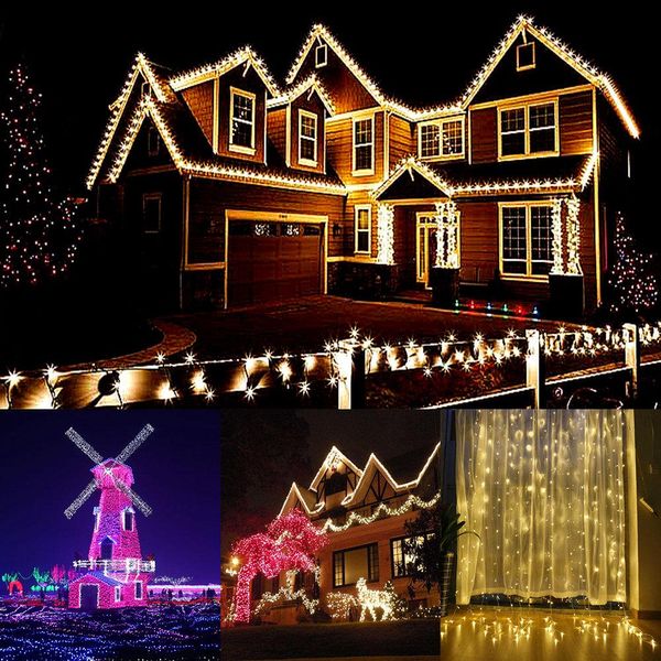 Luci colorate a led solari lampeggianti luci a stringa fiocchi di neve stellati luci natalizie decorazioni festive illuminazione dell'atmosfera