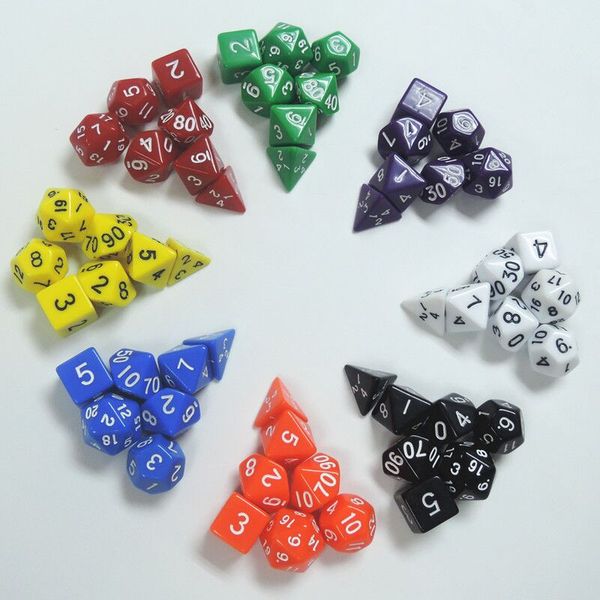 

7pcs set multi color polyhedral trpg games for dungeons dragons opaque d4-d20 multi sides dice pop for game gaming dhl shipment