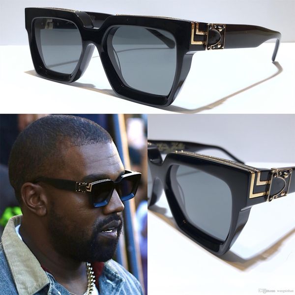 

new men designer sunglasses z1165w millionaire square frame vintage shiny gold summer uv400 lens 1165 style laser logo r35628, White;black