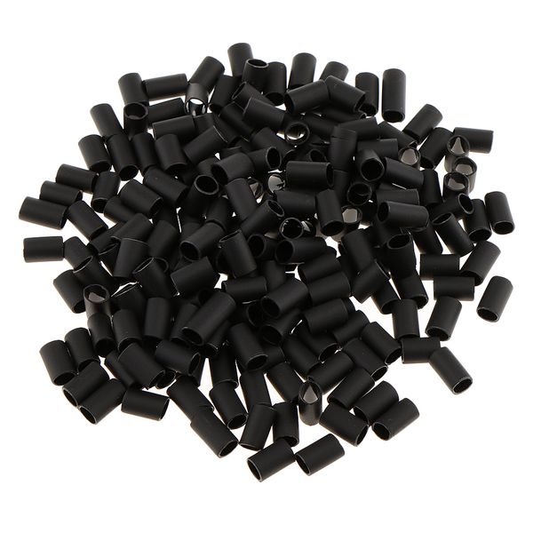 

bulk 200pcs black 6mm heat shrink adhesive lined tubes micro rings links beads for i bonded tipped hair extensions