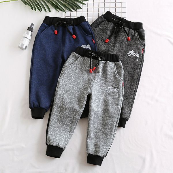 

letter embroidered velvet pants wholesale children's wear for winter sports and leisure pants in 2019, Blue