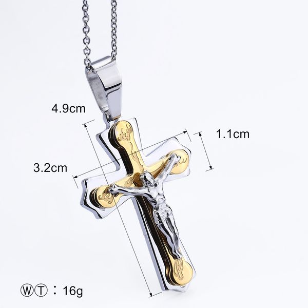 Mode-Anhänger Marke Halskette Silber Gold Farbe Schmuck Antikes Kreuz Kruzifix Jesus Kreuz Anhänger Halsketten Für Frauen Männer Weihnachtsgeschenk