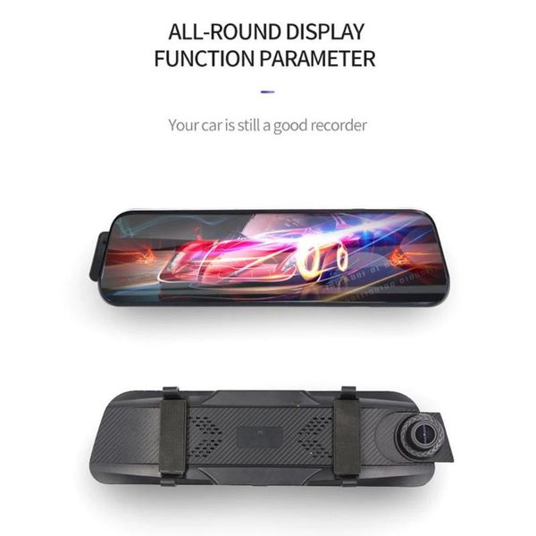 

10 inch touch screen 1080p car dvr stream media dash camera video recorder dual lens rearview mirror backup camera