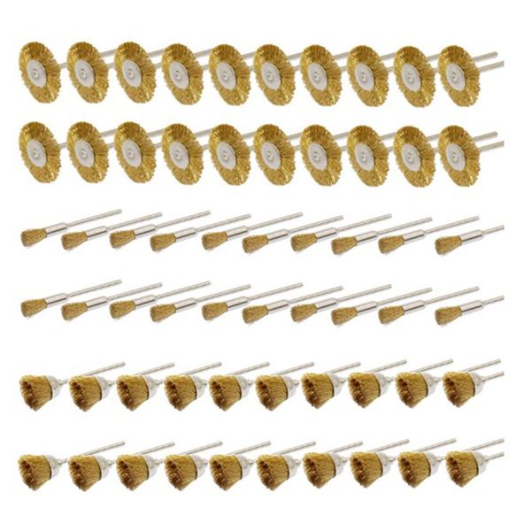 

brass wire brushes cup wheels polish cleaning brush kit polishing attachment die grinder rotary tools (60 pieces